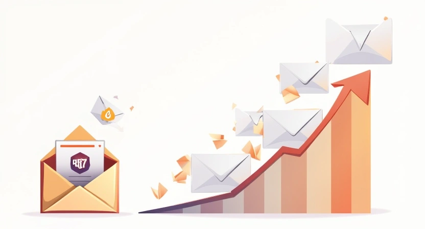 An illustrative, clear image (800x450) showing a successful email campaign visualization, possibly with a graph going upwards or a mailbox with many delivered emails. Integrate a subtle Postigo logo or platform UI element. Contrast this with a small, discreet 'error' symbol being resolved. Focus on